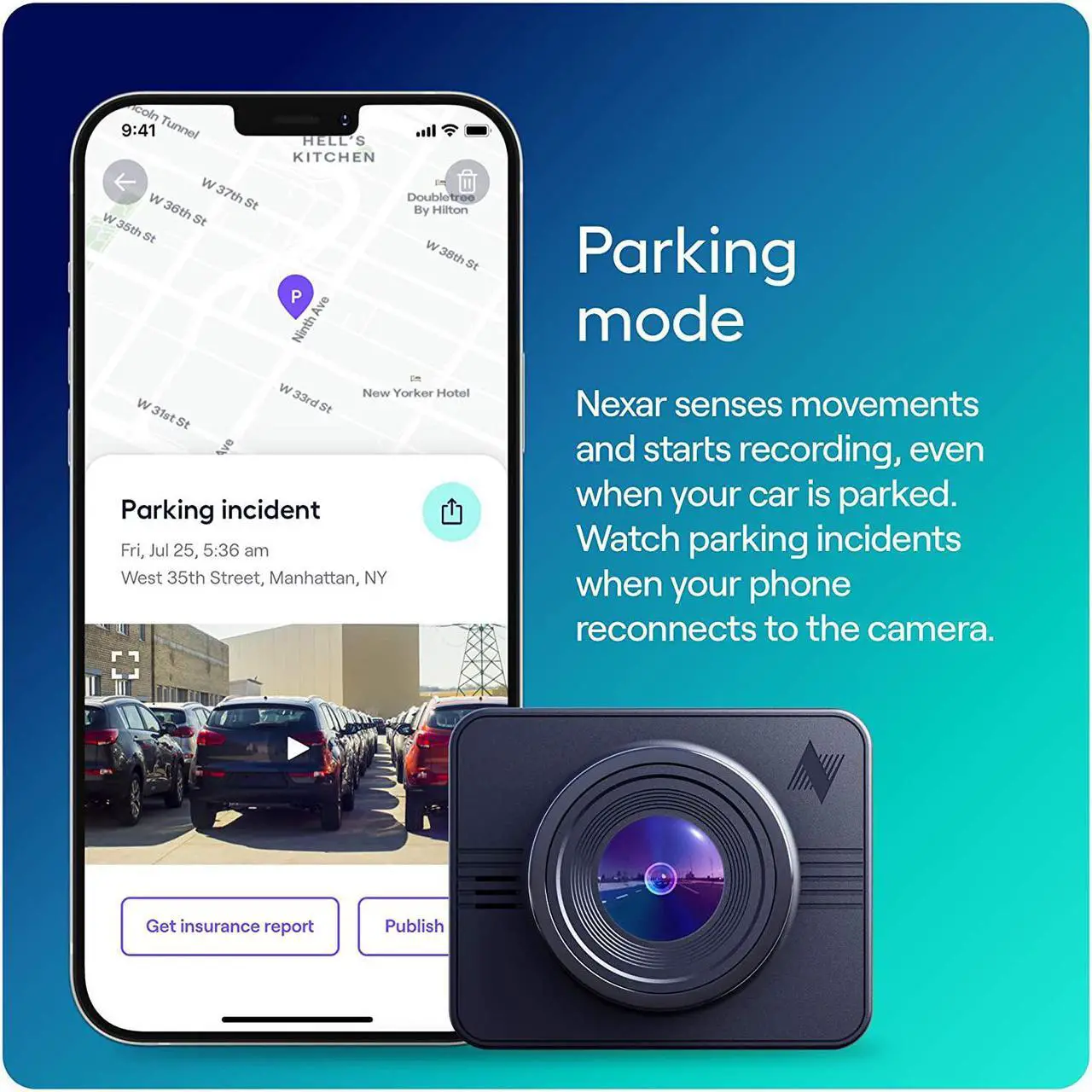 Alt view image 5 of 7 - Nexar Beam GPS Dash Cam | HD Front Dash Cam | 2022 Model | 32 GB SD Card Included | Unlimited Cloud Storage | Parking Mode | WiFi