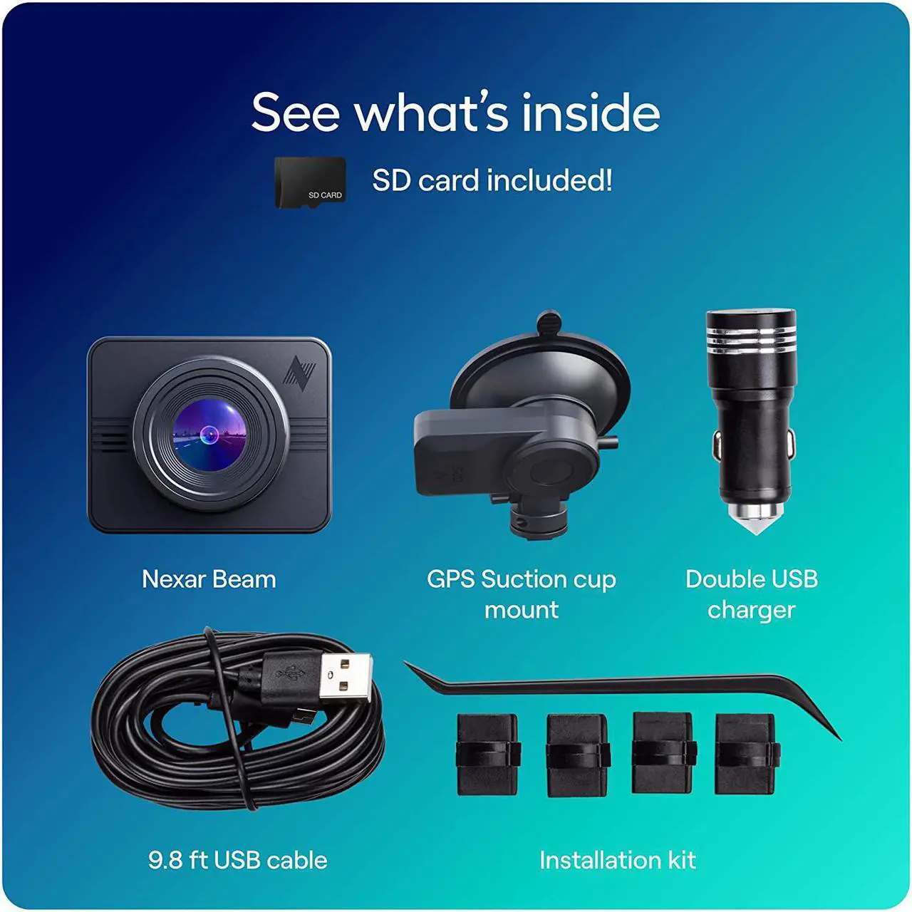 Alt view image 7 of 7 - Nexar Beam GPS Dash Cam | HD Front Dash Cam | 2022 Model | 32 GB SD Card Included | Unlimited Cloud Storage | Parking Mode | WiFi