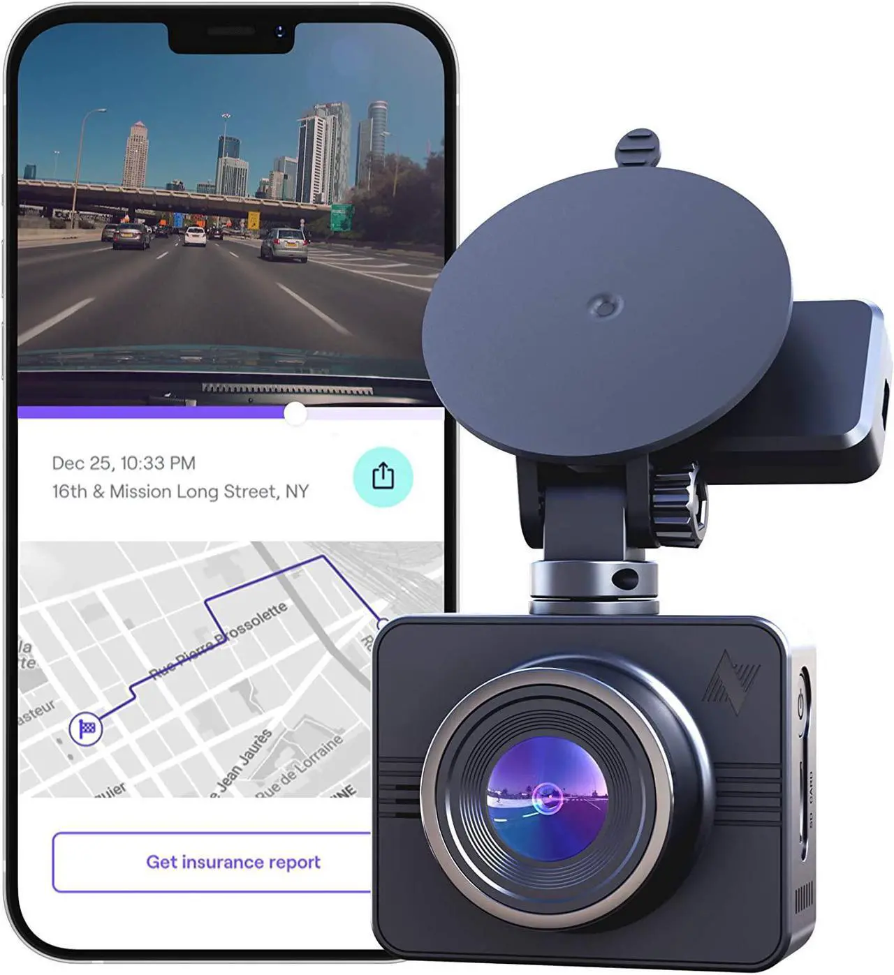 Main image of Nexar Beam GPS Dash Cam | HD Front Dash Cam | 2022 Model | 32 GB SD Card Included | Unlimited Cloud Storage | Parking Mode | WiFi