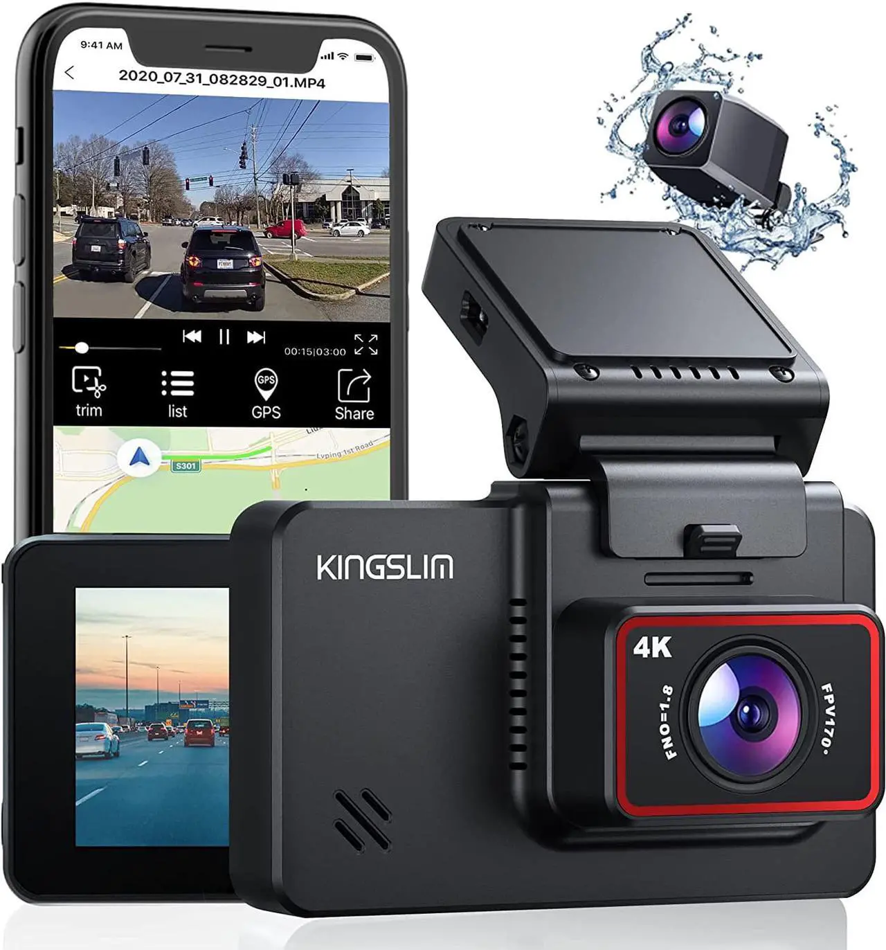 Main image of D4 Dual Dash Cam with Built-in WiFi GPS, Front 4K/2.5K Rear 1080P for Cars , 3" IPS Touchscreen 170° FOV Dashboard Camera with  Starvis Sensor, Support 256GB Max