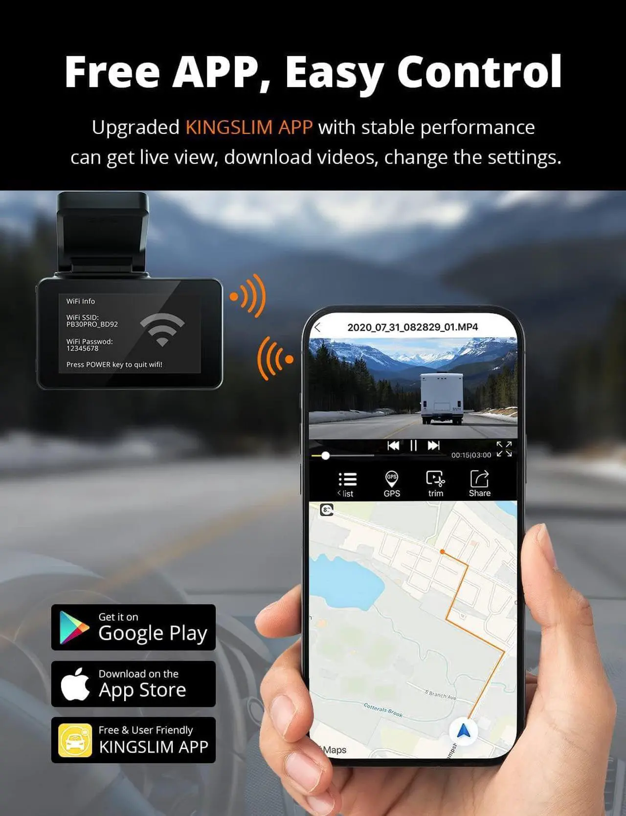 Alt view image 3 of 7 - D4 Dual Dash Cam with Built-in WiFi GPS, Front 4K/2.5K Rear 1080P for Cars , 3" IPS Touchscreen 170° FOV Dashboard Camera with  Starvis Sensor, Support 256GB Max