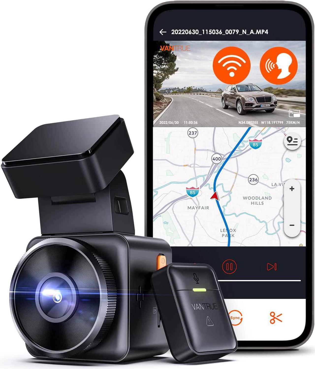 2.5K WiFi Mini Dash Cam with Voice Control, Vantrue E1 GPS Front Car Dash Camera, 24Hours Parking Mode, Sony Night Vision, Wireless Control, Buffered Motion Detection, Support 512GB Max