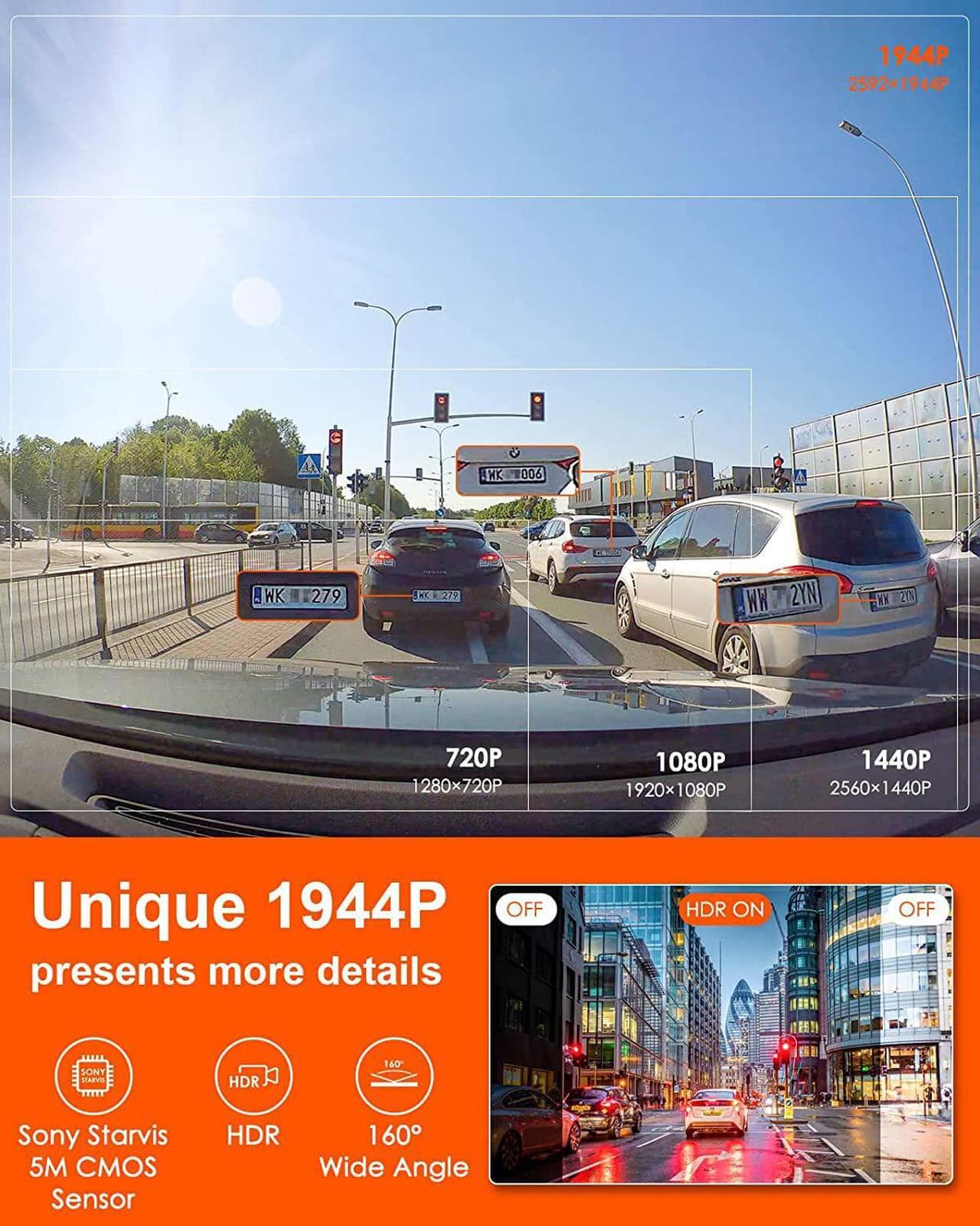 Alt view image 3 of 7 - E1 2.7K WiFi Mini Dash Cam with GPS and Speed, Voice Control Front Car Dash Camera, 24 Hours Parking Mode, Night Vision, Buffered Motion Detection, APP, Wireless Controller, Support 512GB Max