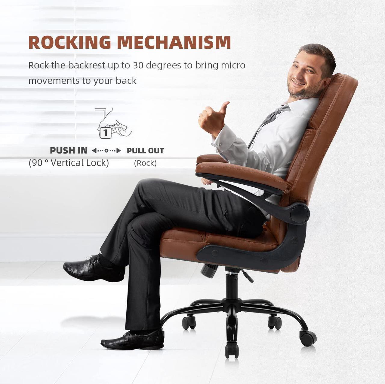 Alt view image 7 of 7 - SEATZONE Home Office Chair Ergonomic Desk Executive Chair Computer Task Chair, Rolling Swivel Chair with Arms,Brown