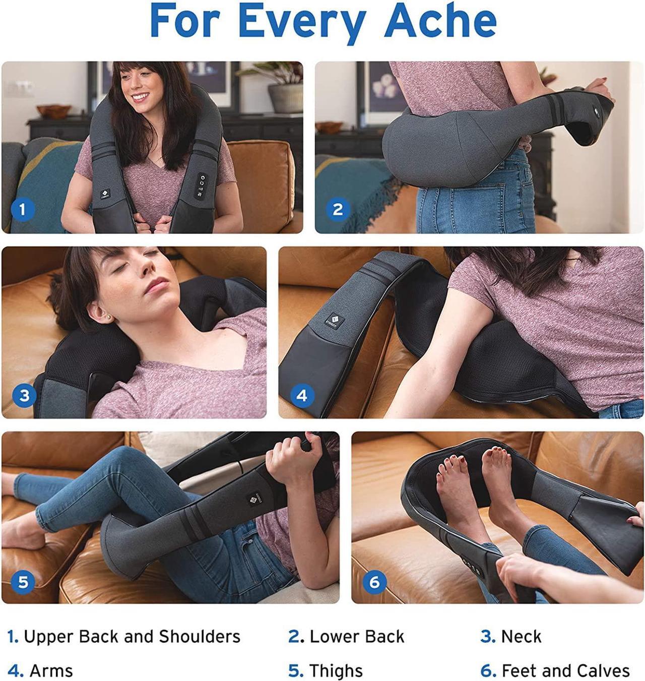 Alt view image 3 of 7 - Cordless Neck and Shoulder Massager for Pain Relief Deep Tissue with Heat, Shiatsu Back Massager With Heat, Wireless Portable Electric Massager Pillow, Gifts for Women, Men, Dad and Mom