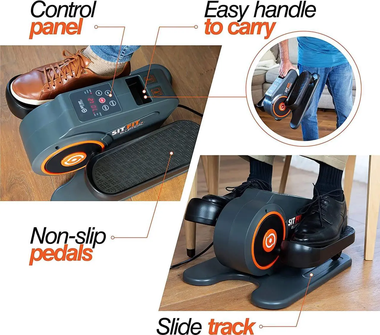 Alt view image 3 of 6 - SITFIT, Sit Down and Cycle! Powered Foot Pedal Exerciser for Seniors, Under Desk Elliptical Exercise Bike, Leg Exerciser While Sitting. Peddler Exerciser Mini Bike, Portable Rehabilitation Equipment.