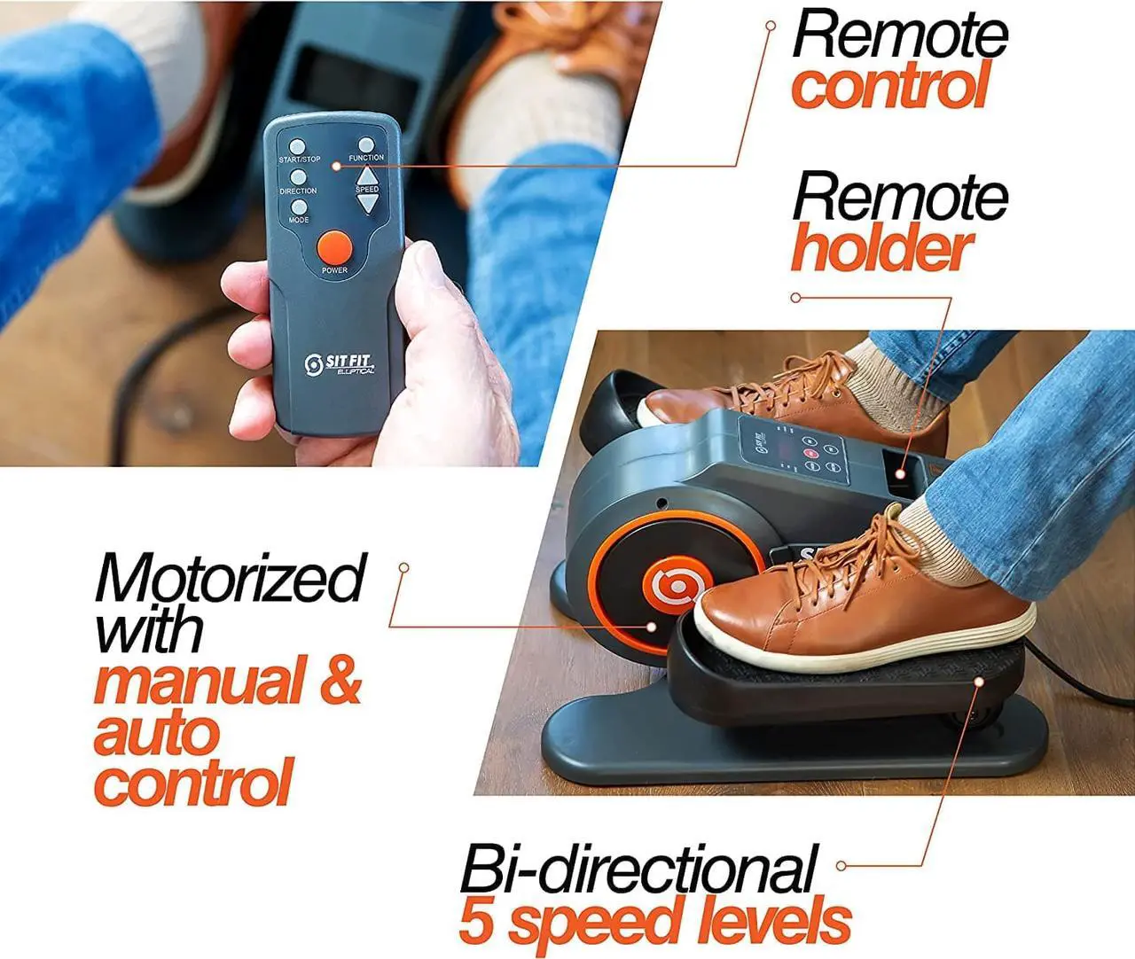 Alt view image 2 of 6 - SITFIT, Sit Down and Cycle! Powered Foot Pedal Exerciser for Seniors, Under Desk Elliptical Exercise Bike, Leg Exerciser While Sitting. Peddler Exerciser Mini Bike, Portable Rehabilitation Equipment.