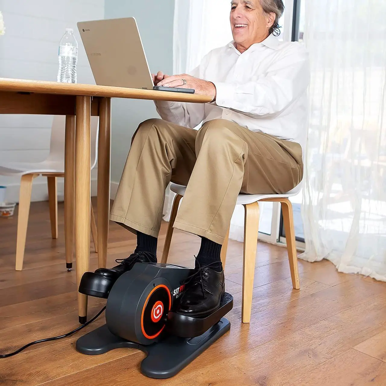 Alt view image 4 of 6 - SITFIT, Sit Down and Cycle! Powered Foot Pedal Exerciser for Seniors, Under Desk Elliptical Exercise Bike, Leg Exerciser While Sitting. Peddler Exerciser Mini Bike, Portable Rehabilitation Equipment.