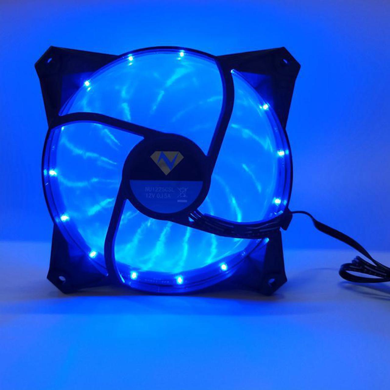Main image of 12025 Transparent Light-Emitting 12v 15 Blue Lights Computer Shadow Chassis Wind Fan 12CM Ultra-Quiet