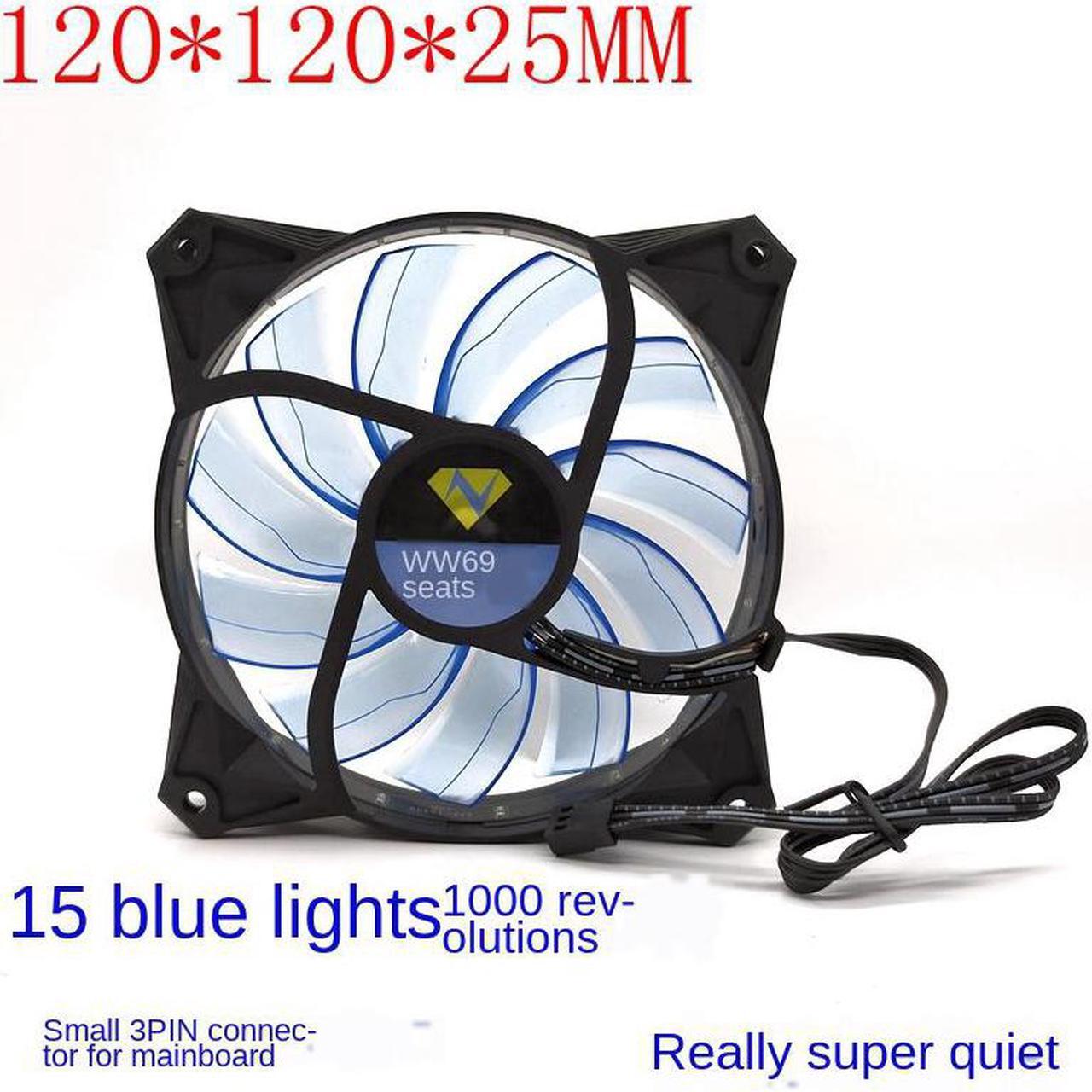 Alt view image 2 of 4 - 12025 Transparent Light-Emitting 12v 15 Blue Lights Computer Shadow Chassis Wind Fan 12CM Ultra-Quiet