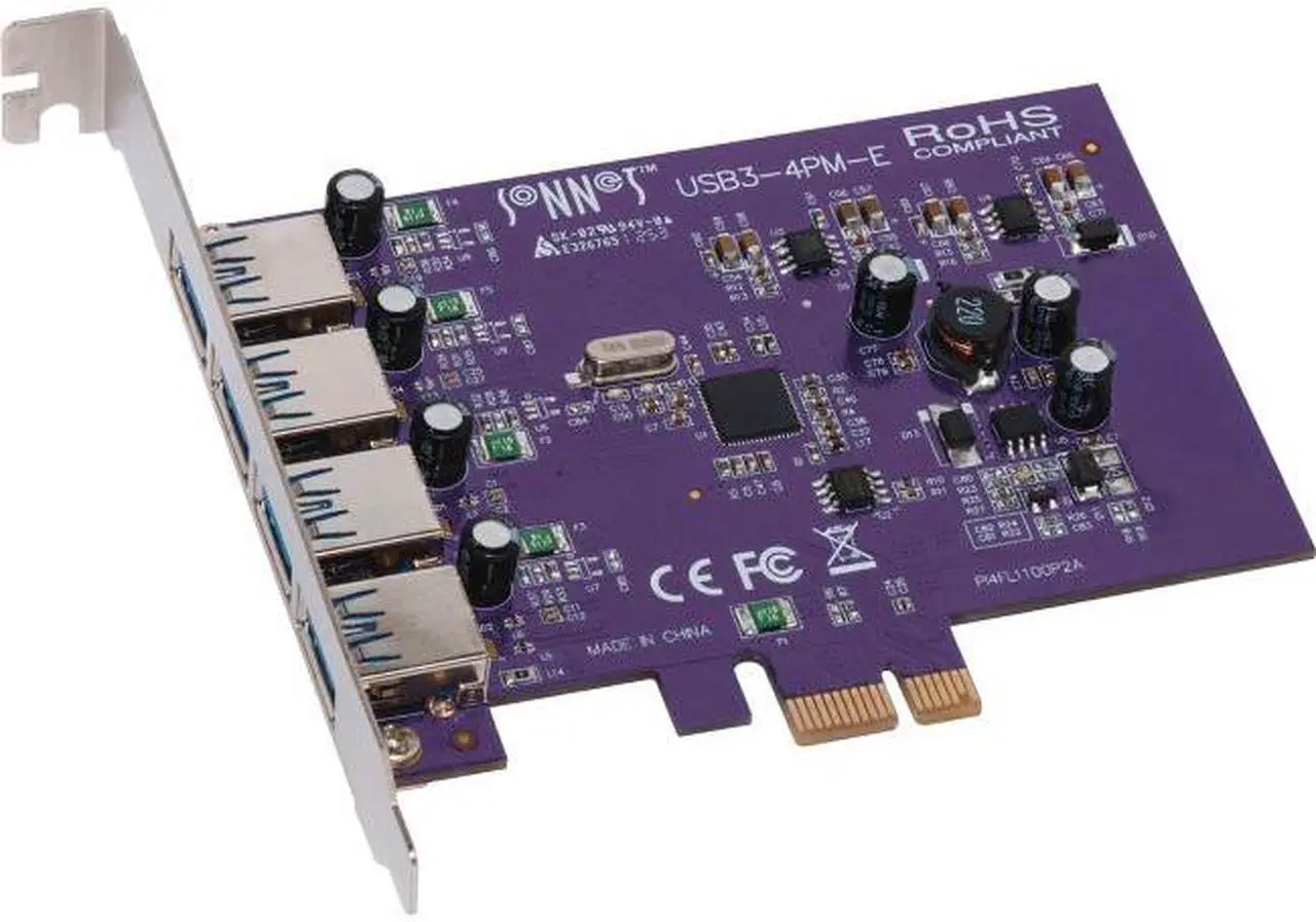 Alt view image 4 of 6 - Sonnet Technologies USB3-4PM-E Allegro Usb 3.0 Pcie (4 Ports) - Pci Express - Plug-In Card - 4 Usb Port(S) - 4 Usb 3.0 Port(S)