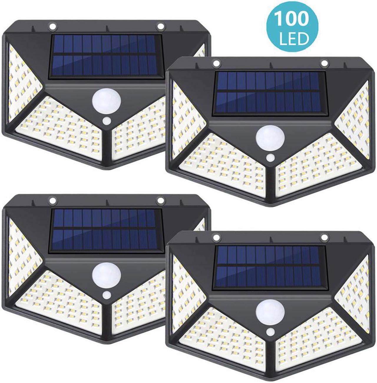 4 PCS Solar Security Light Motion Sensor, SUNZOS 100 LED Solar Lights Outdoor with 3 Intelligent Modes, 270°Wide Angle, IP65 Waterproof Solar Wall Lights for Garden, Yard, Walkway and Outside