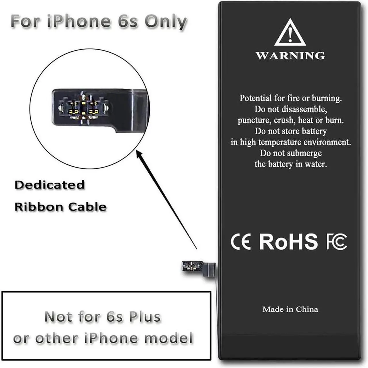 Alt view image 6 of 7 - 2900mAh Battery for iPhone 6s, uowlbear Replacement Battery for A1688 A1633 A1700 with Complete Replacement Kits, 2 Set Adhesive Strips and Seals -0 Cycle High Capacity