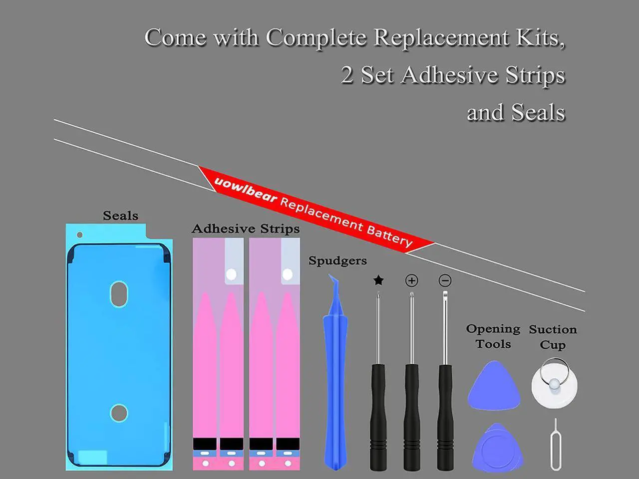 Alt view image 7 of 7 - 2900mAh Battery for iPhone 6s, uowlbear Replacement Battery for A1688 A1633 A1700 with Complete Replacement Kits, 2 Set Adhesive Strips and Seals -0 Cycle High Capacity