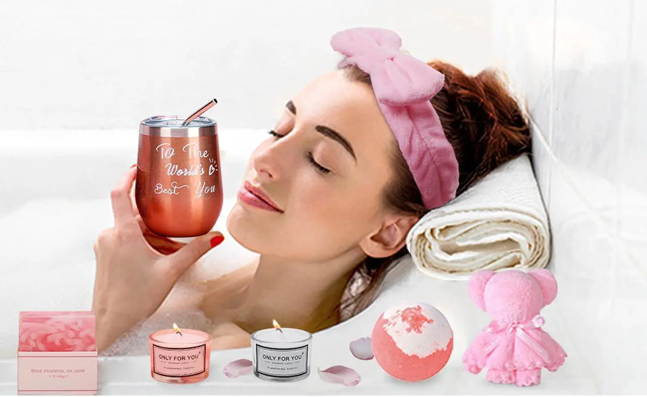 Alt view image 4 of 6 - Best Birthday Gifts for Women, Relaxing Spa Gift for Women, Perfect Christmas Gift Basket, Unique Happy Birthday Bath Set Gift Box for Her Mom Sister Best Friend