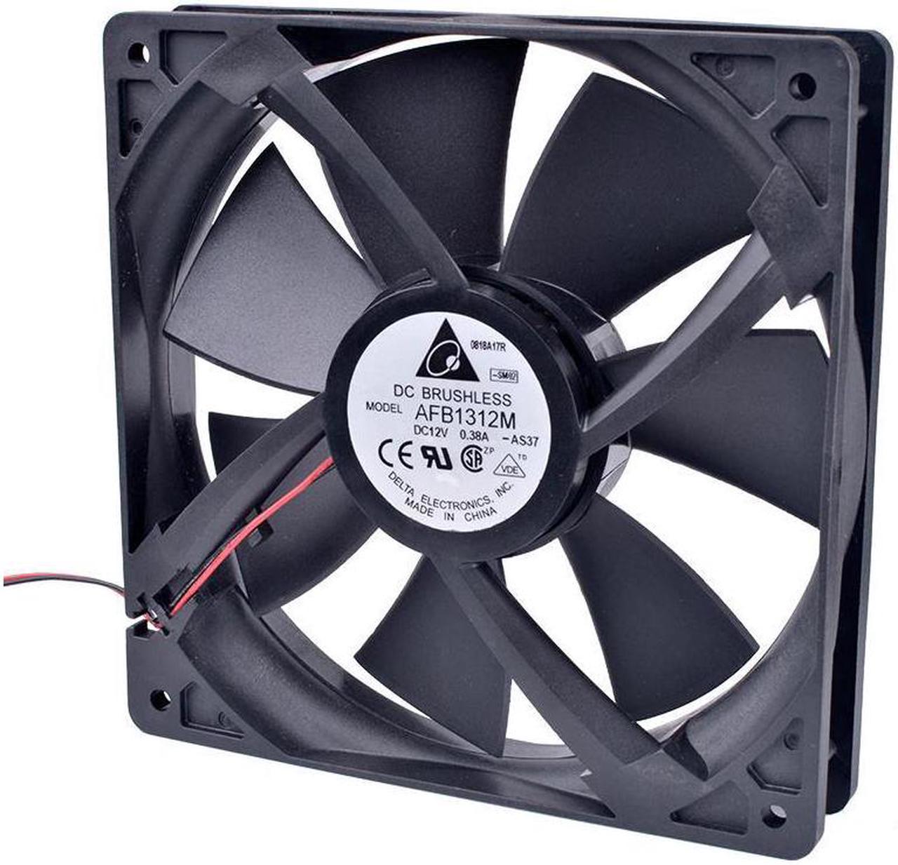 Original Delta 13525 AFB1312M 13.5cm Silent Case Fan - 135mm DC 12V 0.38A 2 Wire Double Ball Bearing Cooling Fan