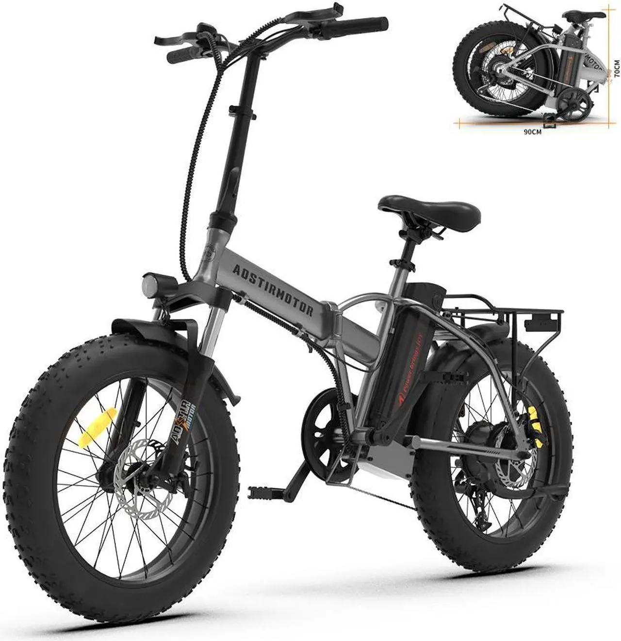 Main image of AOSTIRMOTOR A30 750W Electric Bike, 20" Fat Tire, 48V 13AH Removable Lithium Battery, Max Speed 28MPH, Shimano 7-Speed, Front Fork Suspension