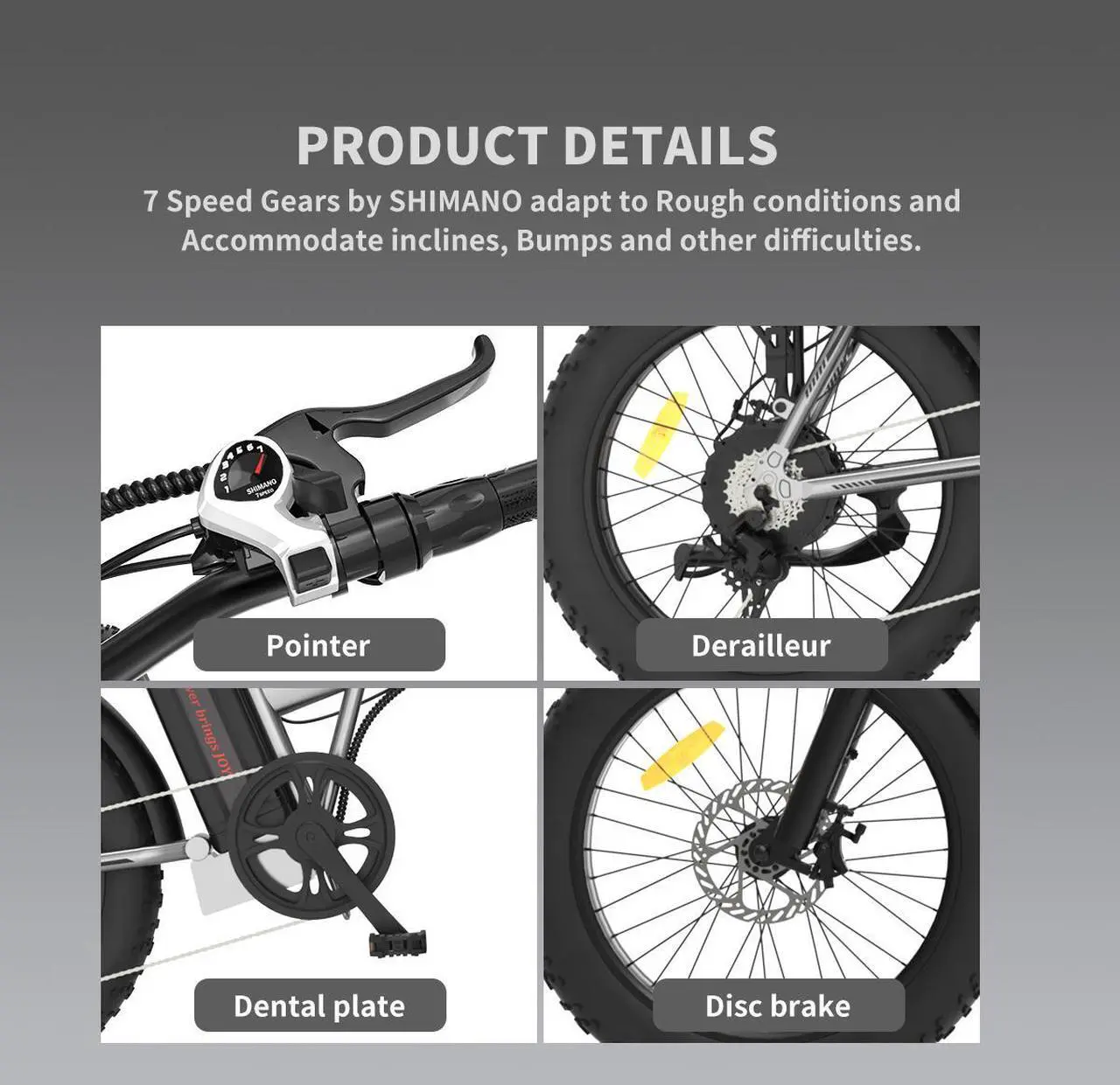 Alt view image 6 of 7 - AOSTIRMOTOR A30 750W Electric Bike, 20" Fat Tire, 48V 13AH Removable Lithium Battery, Max Speed 28MPH, Shimano 7-Speed, Front Fork Suspension