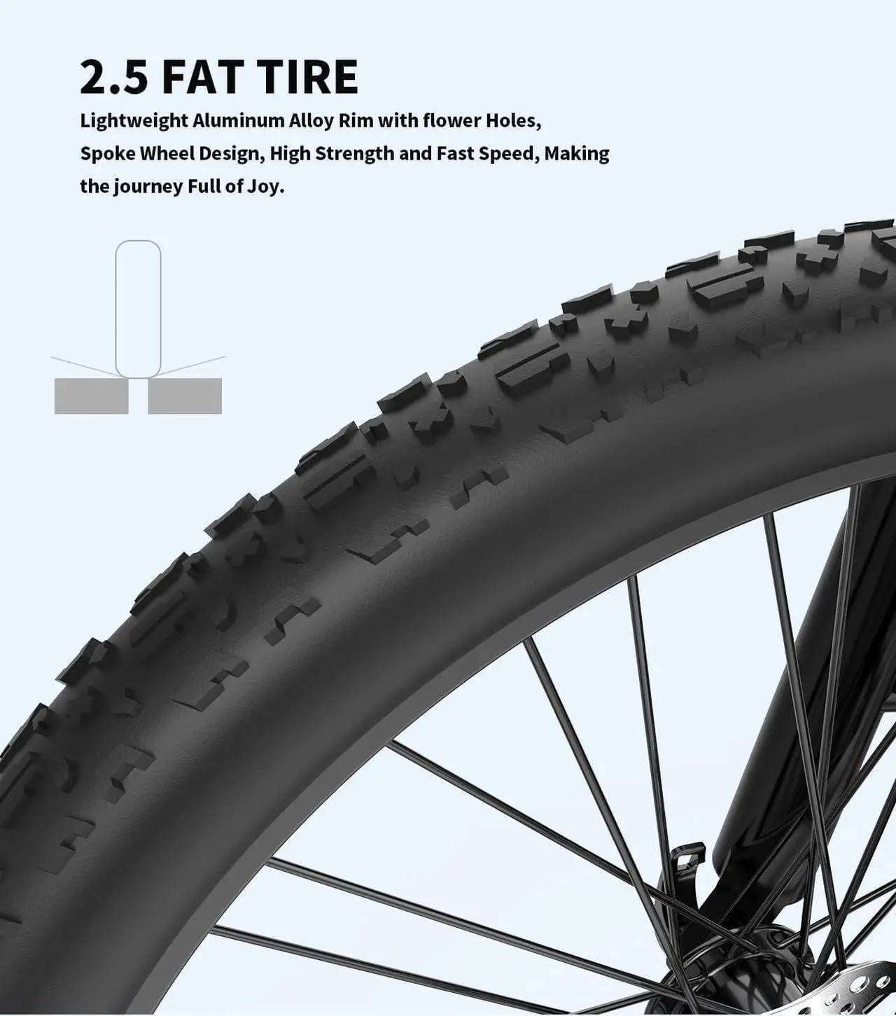 Alt view image 4 of 7 - Aostirmotor S05 Full Suspension 2.5" Tire Electric Bikes 500W for Adults All Terrain E-Bike 48V 15AH Removable Battery Electric Bike