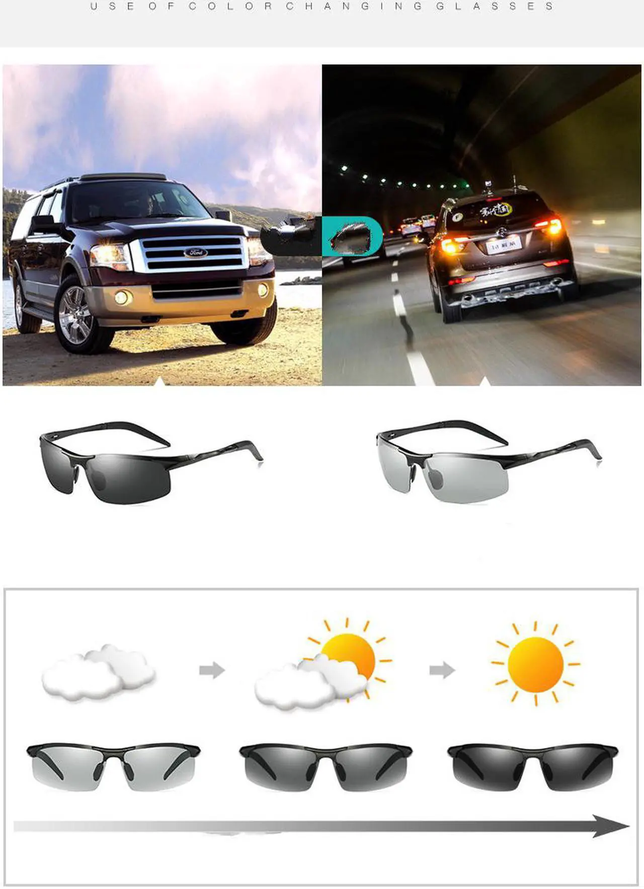 Alt view image 7 of 7 - KH Change Color Photochromic Sunglasses Men Women Titanium polarized Sun Glasses Chameleon Driving