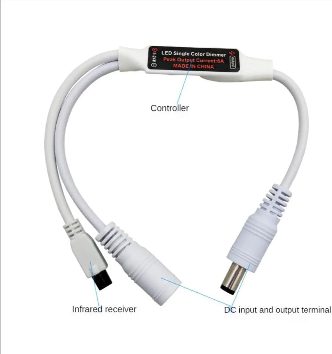 Alt view image 2 of 3 - Mini Remote Control Dimmer for Single Color LED Strip LED Ribbon LED Tape DC 12V 6A 72W IR 6 Key Remote Controller IR