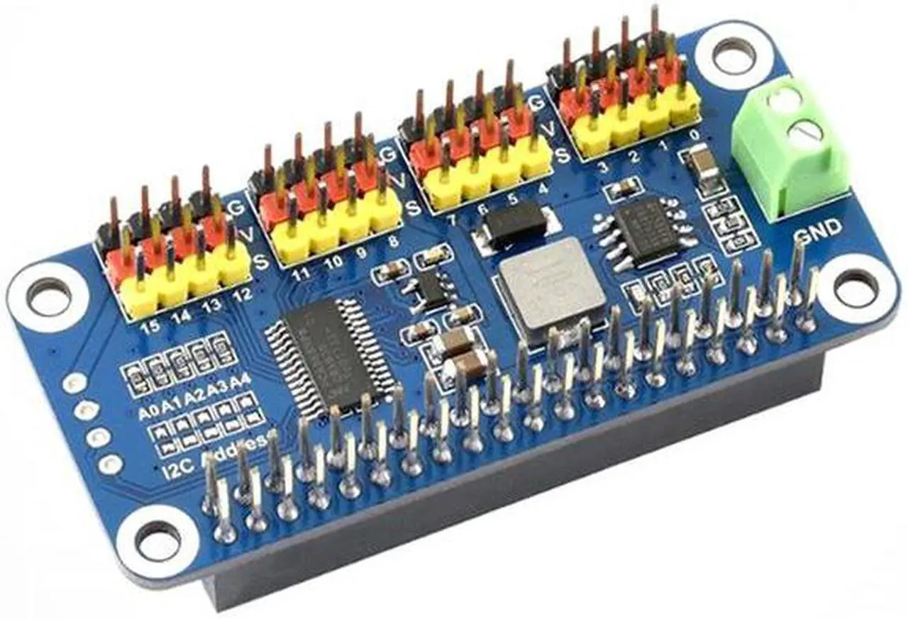 Main image of 16-CH 12-Bit PWM Servo Motor Driver Module Shield Expansion Board HAT for Raspberry Pi RPI Zero W WH 3B Plus 4B