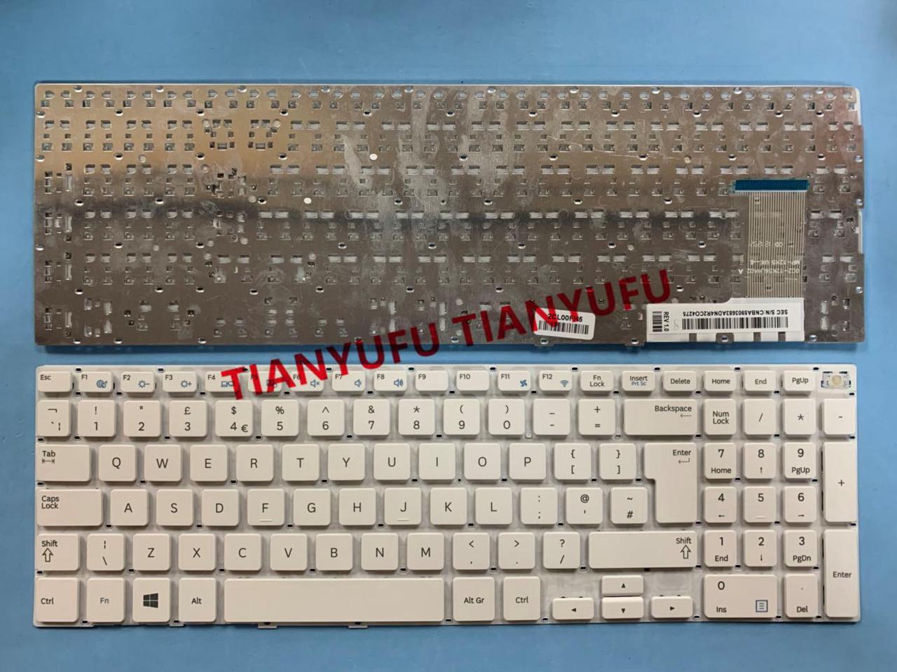 For Samsung ATIV Book 450R5E 450R5V NP450R5E NP450R  Keyboard UK White Without Frame Laptop KEYBOARD