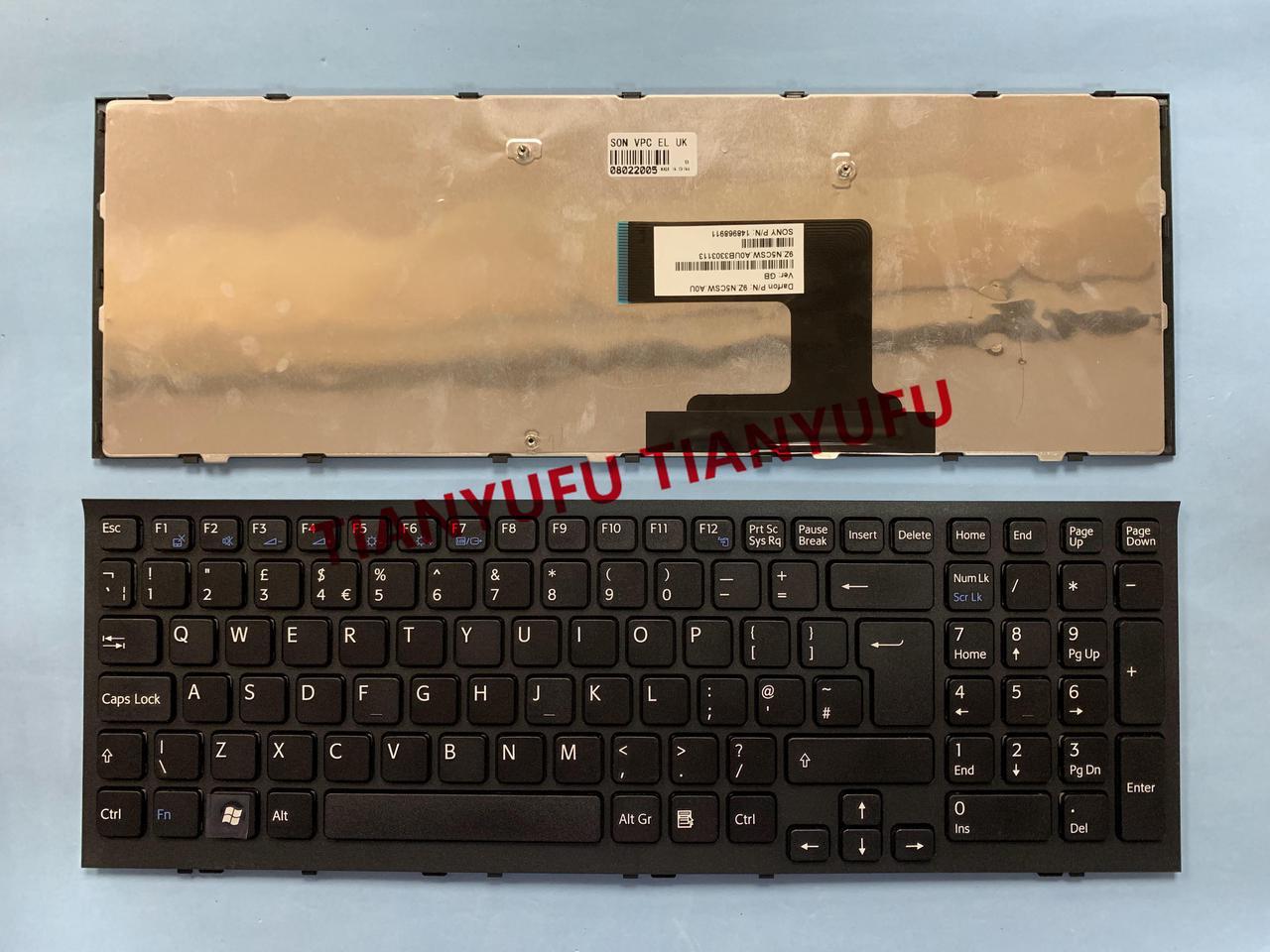 For Sony Vaio VPC-EL EL 9Z.N5CSW.A0U Keybaord 148968911 UK Black With Frame Laptop Keyboard