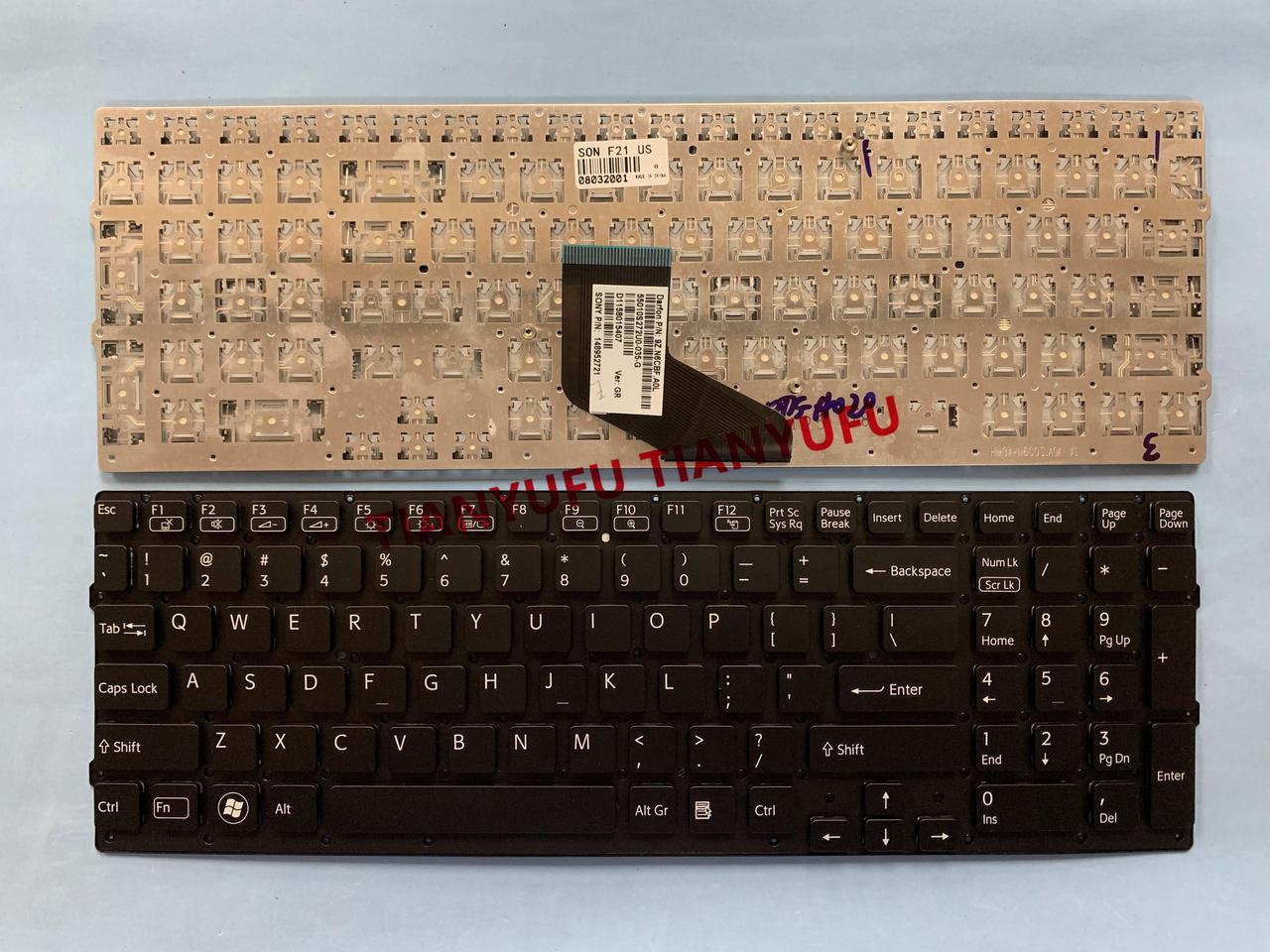 For Sony VPC-F2 F21 F22 F3 F2 Keyboard US Black 9Z.N6CBF.A0L 148952721 Without Frame Laptop Keyboard