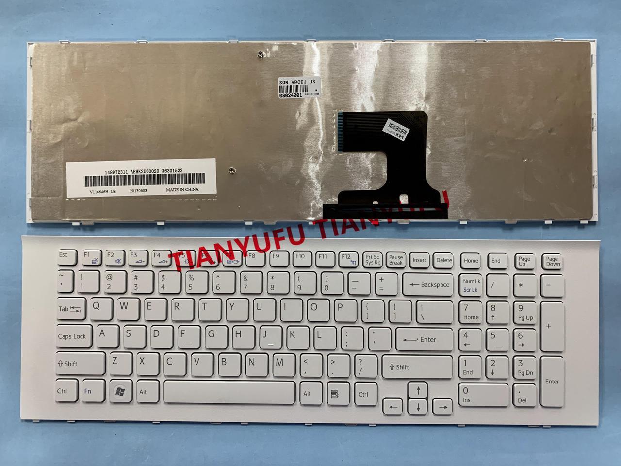 For Sony Vaio VPCEJ VPC-EJ VPC EJ 17.3" 148972311 V116646H Keyboard US White With Frame Laptop Keybaord