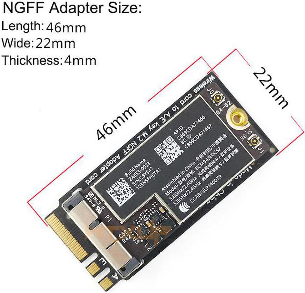 NGFF M.2 A E Key Adapter For 12+6 Pin Wireless Module BCM94360CS2 Wifi Card for Hackintosh macOS