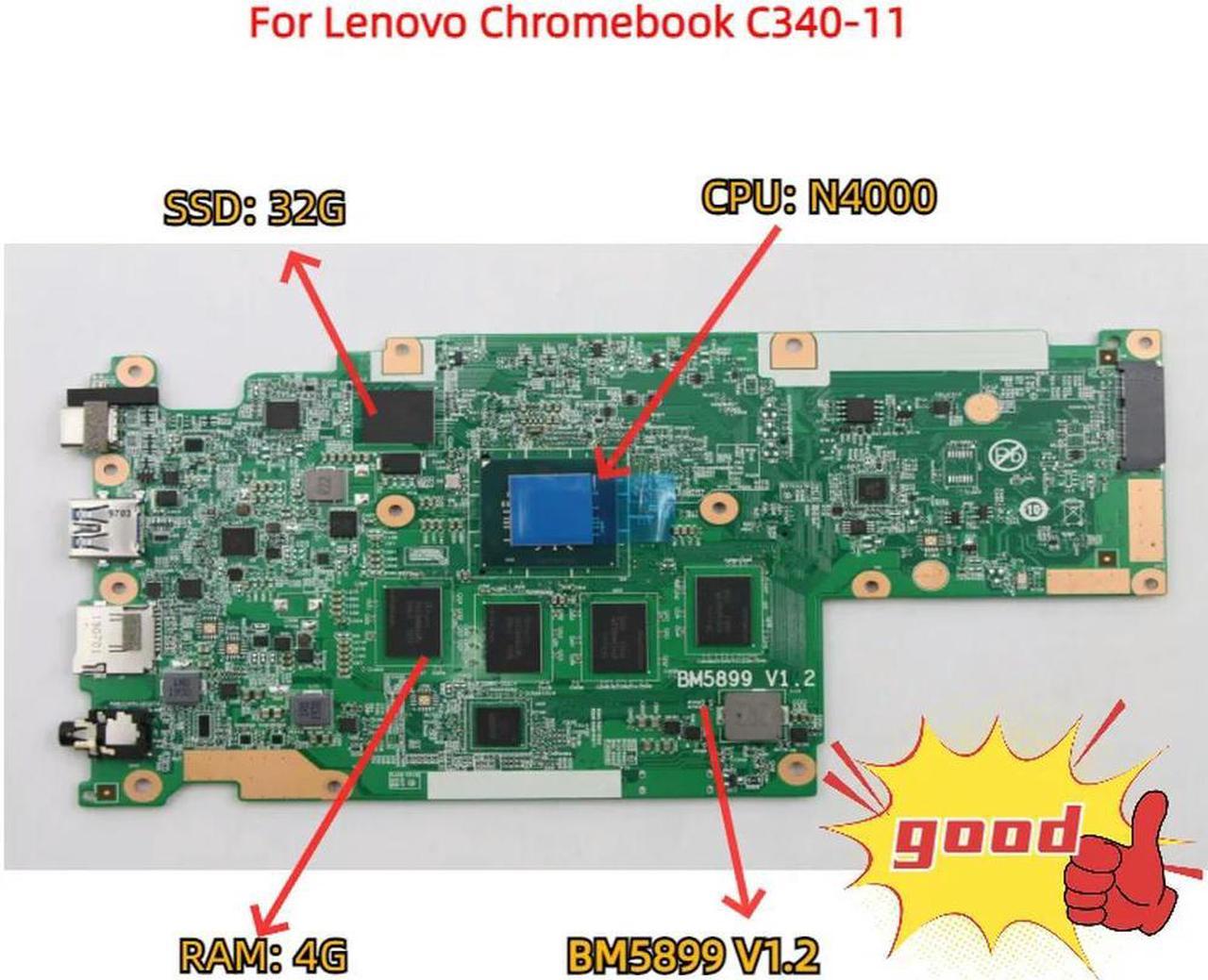 FOR C340-11 laptop motherboard BM5899 V1.2 FRU:5B20S42666 with CPU:N4000+RAM:4G+SSD 32G