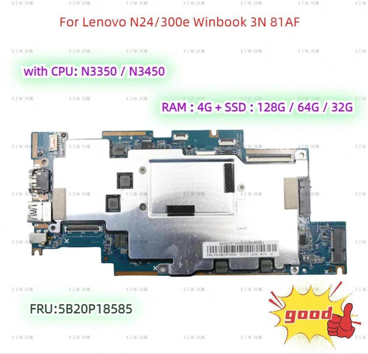 FOR N24/300e 3N 81AF laptop motherboard FRU:5B20P18585 with CPU N3350 N3450 +RAM 4G+SSD 128G