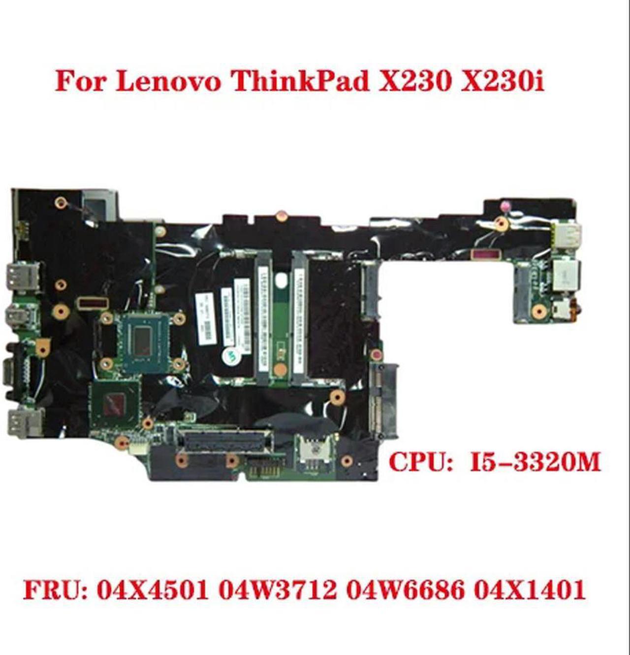 FOR X230 X230i Laptop Motherboard 04X4501 04W3712 04W6686 04X1401 with SR0MY I5-3320M CPU DDR3