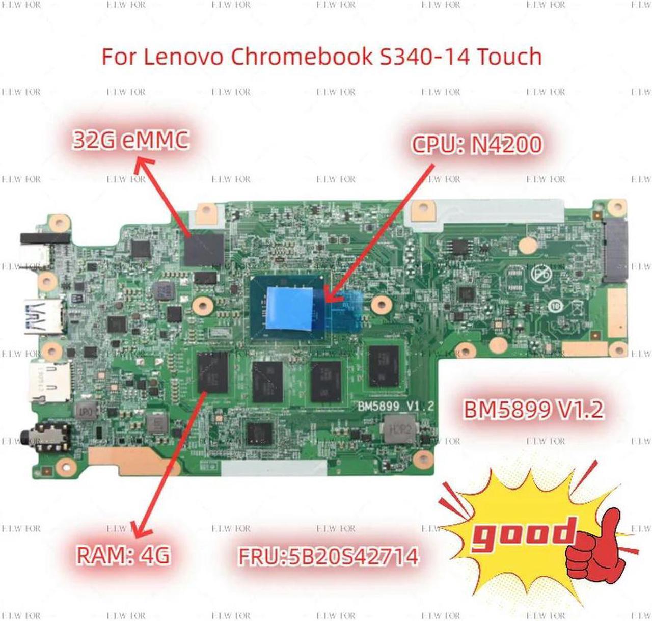 FOR 5B20S42714 Compatible with S340-14 touch laptop motherboard BM5899 V1.2 with CPU N4000 RAM 4G 32G eMMC