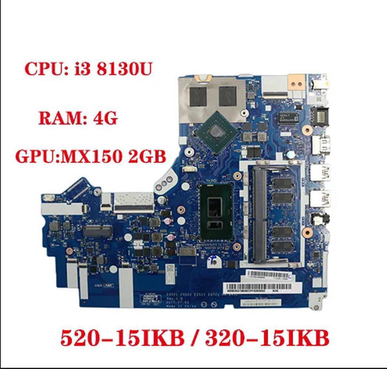 FOR NM-B452 motherboard for 520-15IKB 320-15IKB laptop motherboard with CPU i3 8130U +GPU MX150 2GB RAM 4G DDR4