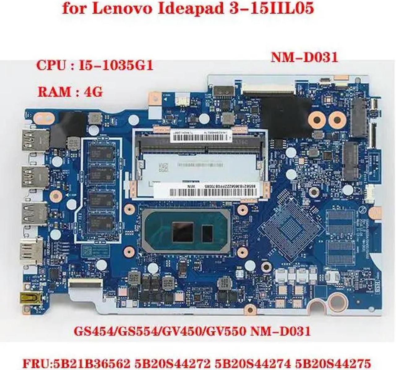 FOR NM-D031 for 3-15IIL05 laptop motherboard CPU I5-1035G1 RAM:4G FRU:5B21B36562 5B20S44272 5B20S44274 5B20S44275