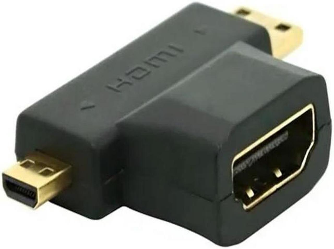 FOR 3-in-1 1080p HDMI Female to Micro Mini HDMI Male Adapter Con ter Type D C A