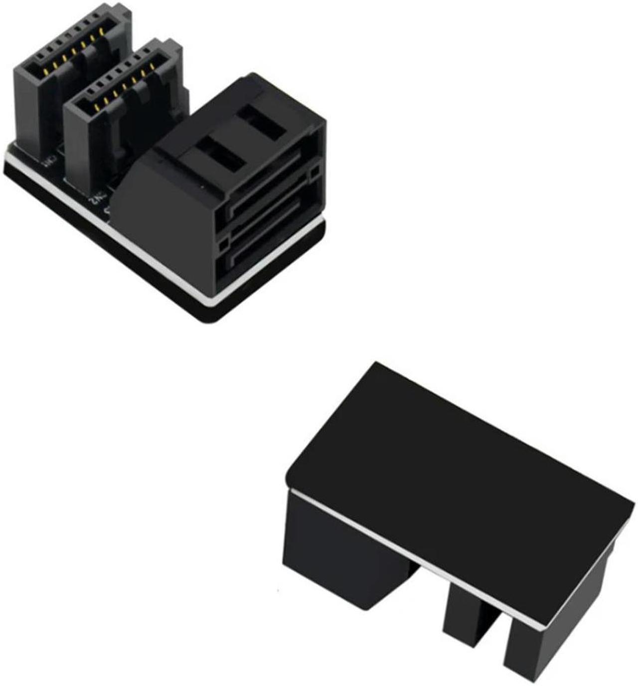 FOR 2Pcs/lot Efficient Data Transfer with Double SATA 7Pin Female to Double 7Pin Male Angled Adapter for PC Hardware