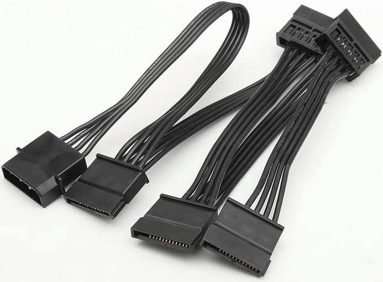 FOR 4Pin Female IDE PC Computer Hard Drive 1 to 5 SATA Splitter Power Supply Adapter Converter Cable Cord Black