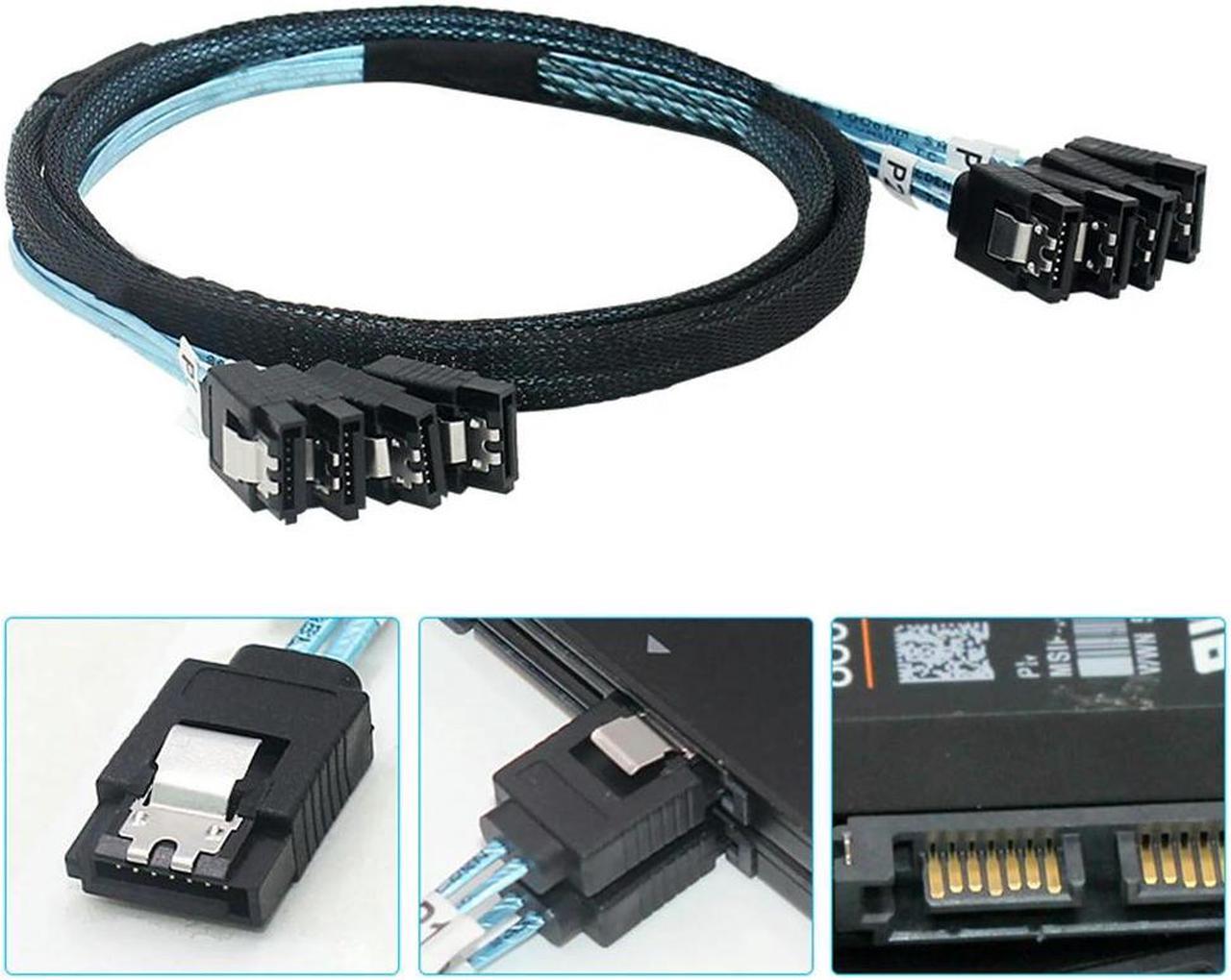 FOR Durable PC Hardware Cable: 4 Ports SATA to 4 Ports SATA 4.0 with 180-degree B ed Net