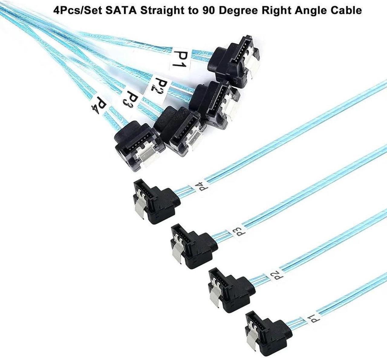 FOR SAS 4.0 4-Port 90° SATA to 4-Port SATA Inside Bend 90° SSD Hard Drive Data Motherboard Cable