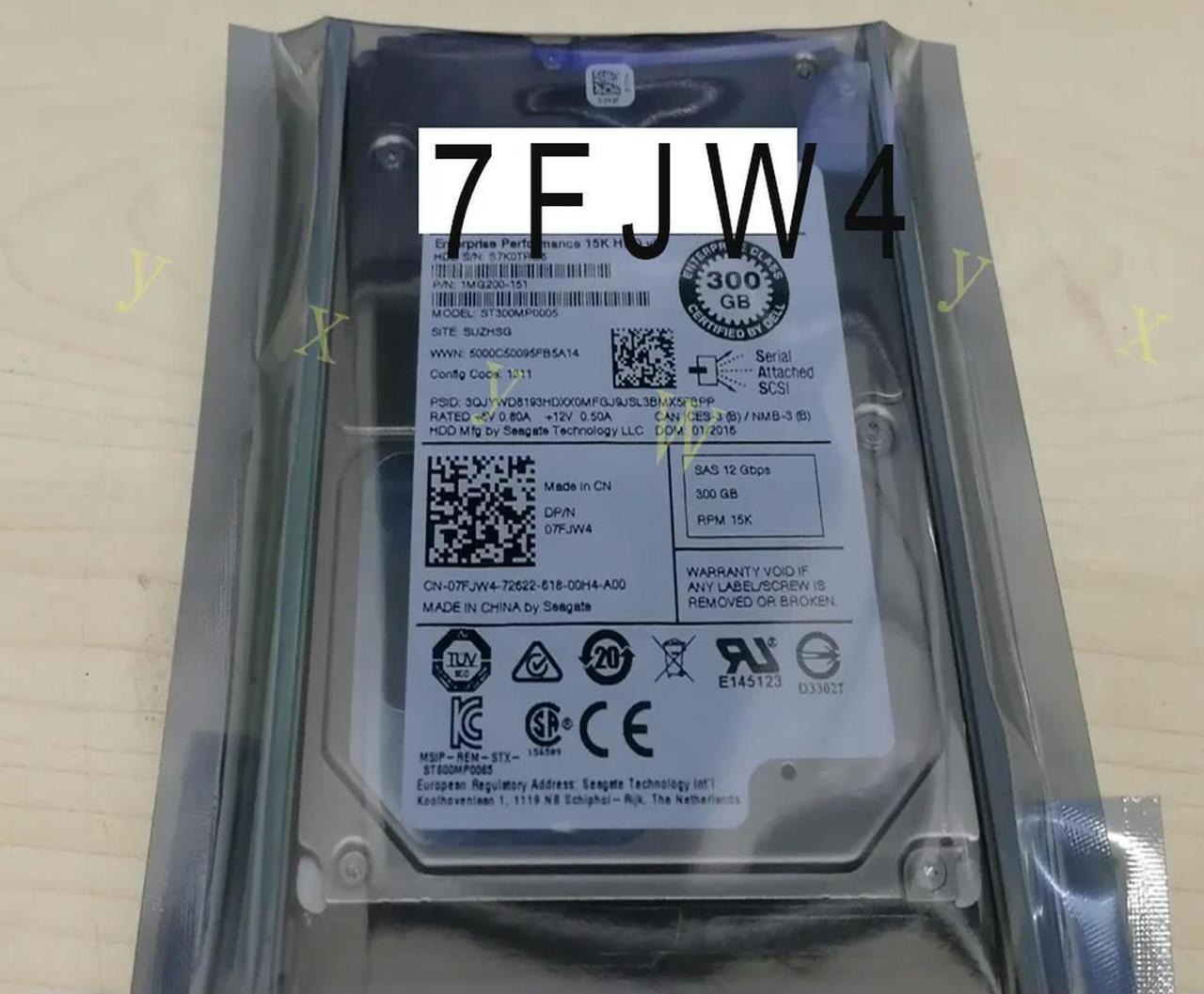 FOR 7FJW4 0 7FJW4 300GB SAS 2.5 15K 12Gbps R420 R620 R720 T320 T420 R630 R730 R810 T610 T71