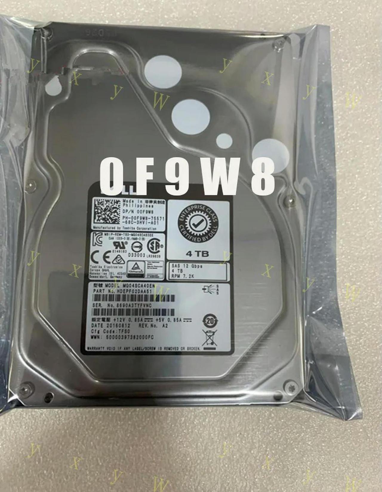 FOR For 4TB 0F9W8 MG04SCA40EN 7.2K SAS 12Gb/s 3.5 Hard Drive T330 T430 T630 R530 R630 R730