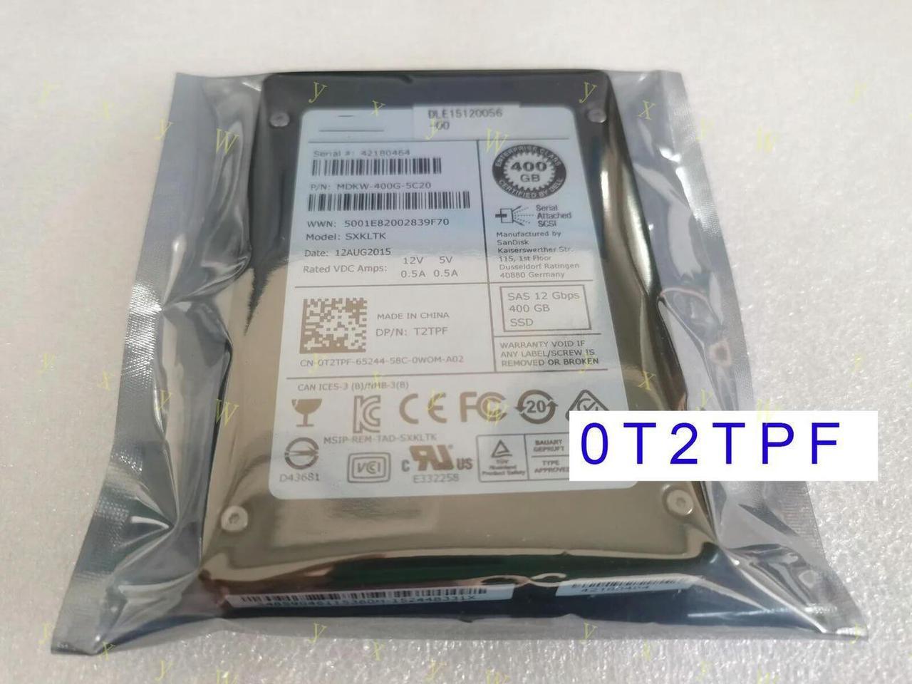 FOR Suitable for 400GB SAS 2.5 12G SLC Solid State Drive SSD T2TPF MDKW-400G-5C20 0T2TPF