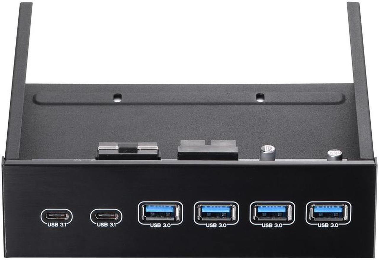 5.25" Front Bay USB HUB 2-Port USB 3.1 & 4-Port USB 3.0 High Speed 5Gbps USB Hub Front Panel Computer Case Optical Drive Bay Converter Hub