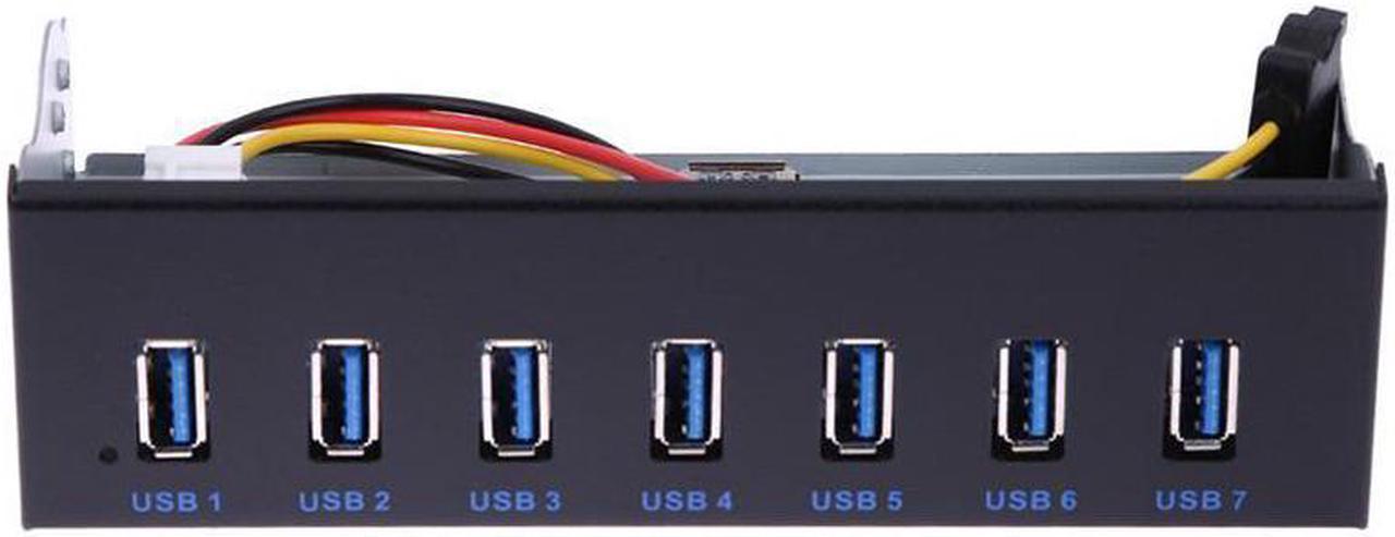 7 Port USB 3.0 5.25" Internal CD-ROM Bay Front Panel USB Hub,7 x USB 3.0 Type A Female to Motherboard USB 20 pin Hub Splitter Adapter w/ 5.25 inch Metal Bracket