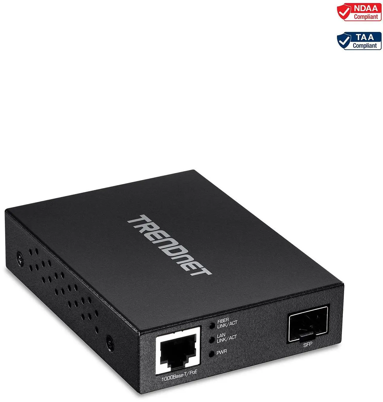 Alt view image 10 of 12 - TRENDnet TFC-PGSFP Gigabit PoE PD SFP Fiber Media Converter