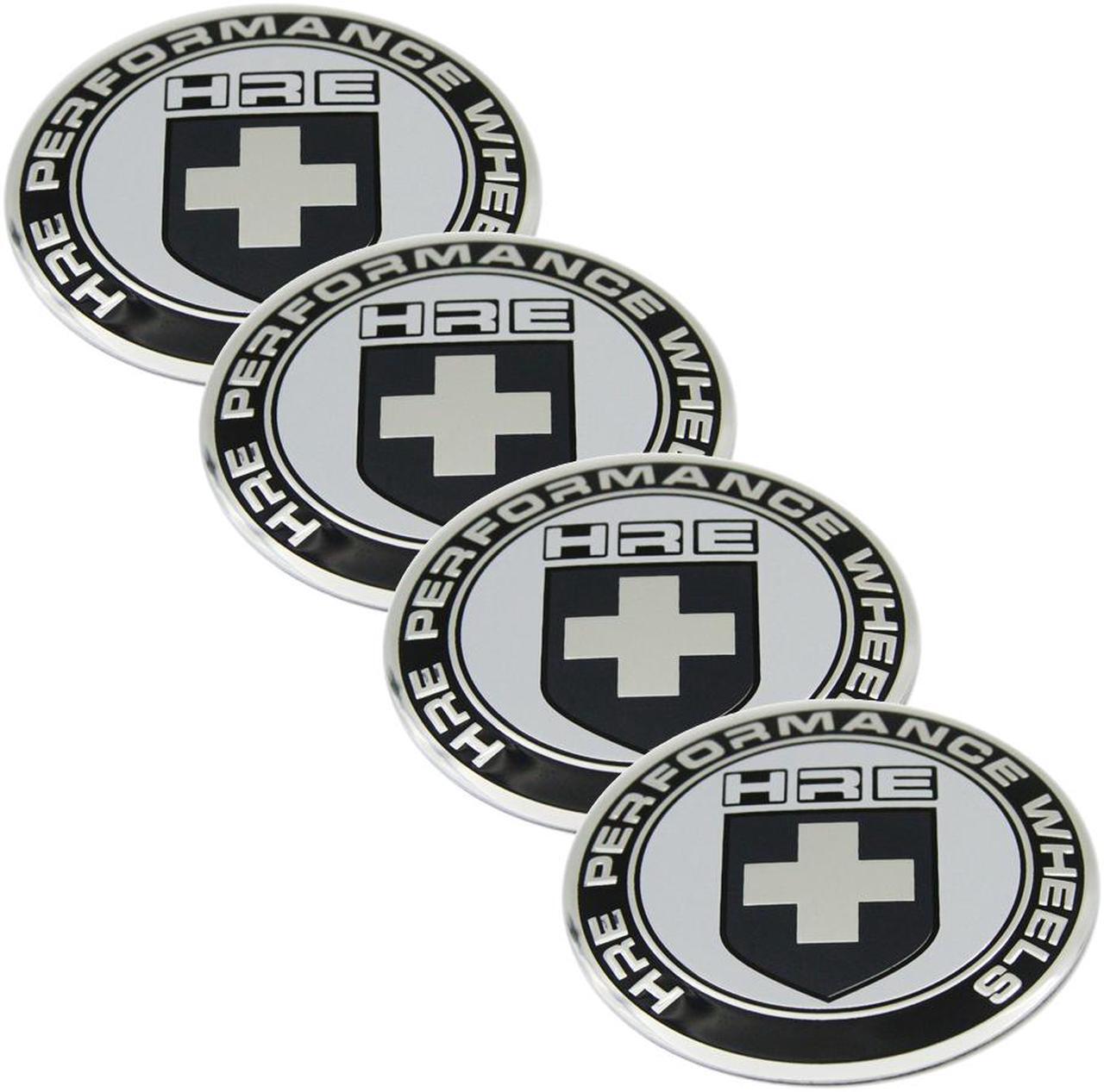 Main image of 4 x 65mm Wheel Center Cap Stickers, Self-Adhesive Hubcap Emblems, HRE Performance Aluminum Hubcap Cover Decals(Grey)