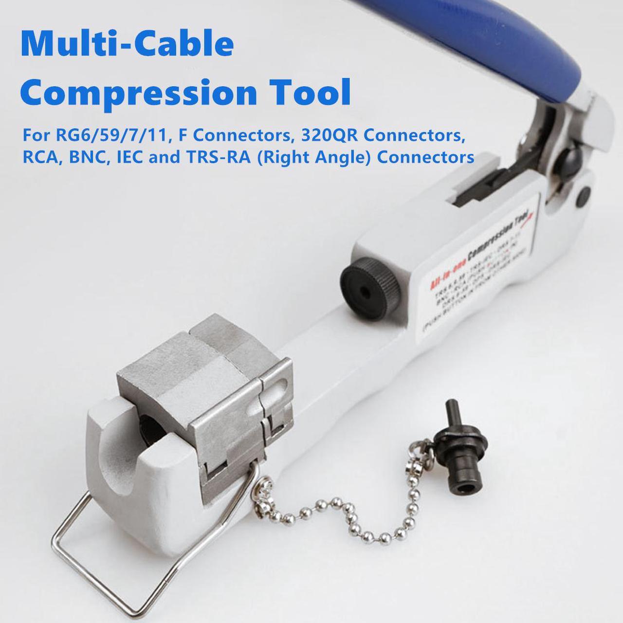 Alt view image 3 of 6 - Yankok [Universal Coaxial Cable Crimper] for DRS/TRS RG6 RG7 RG11 RG59 F and 320QR Connectors RCA BNC IEC and TRS-RA (Right Angle) Connectors Coax Crimp Tool (Heavy-Duty Multi-Connector Compression)